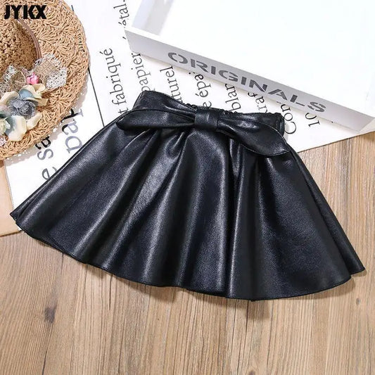 Winter Girls' Leather Pleated Skirt