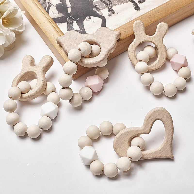 Wooden Beech Bear Baby Teether