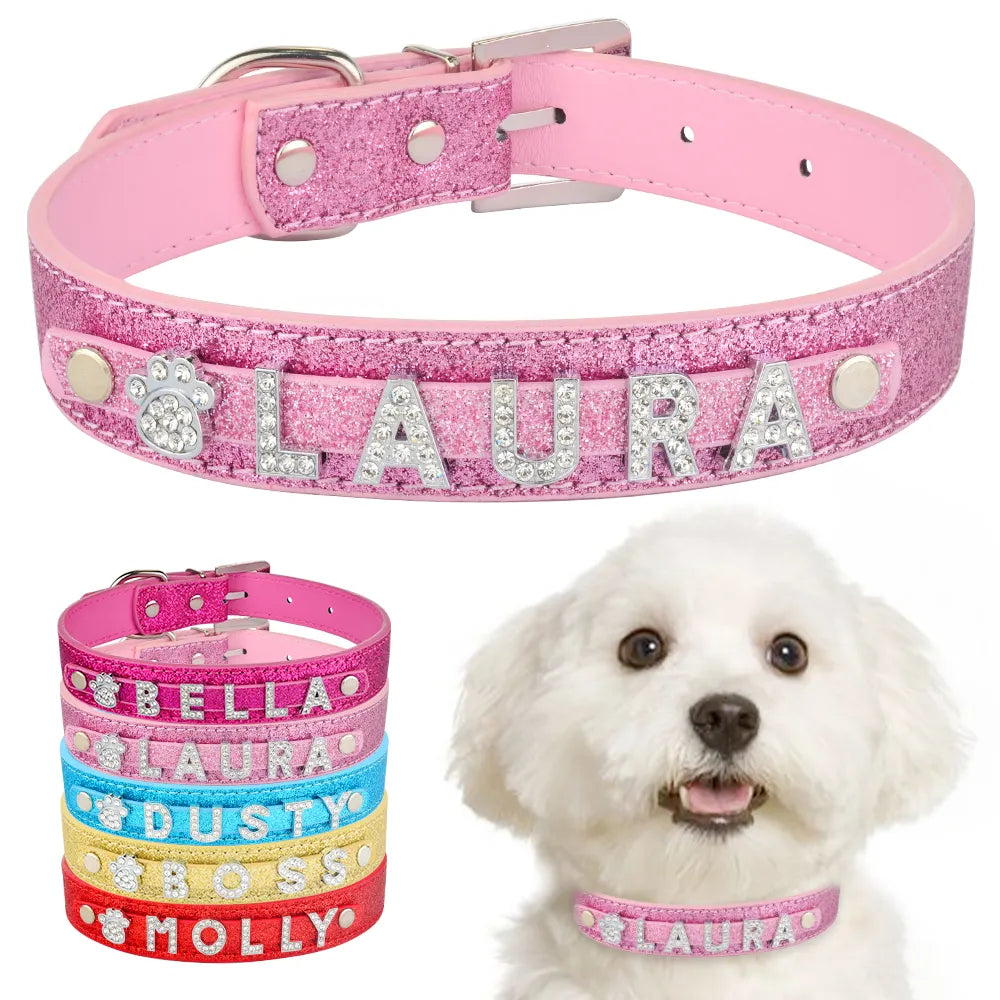 Personalized Dog Collar Rhinestone Bling Charms