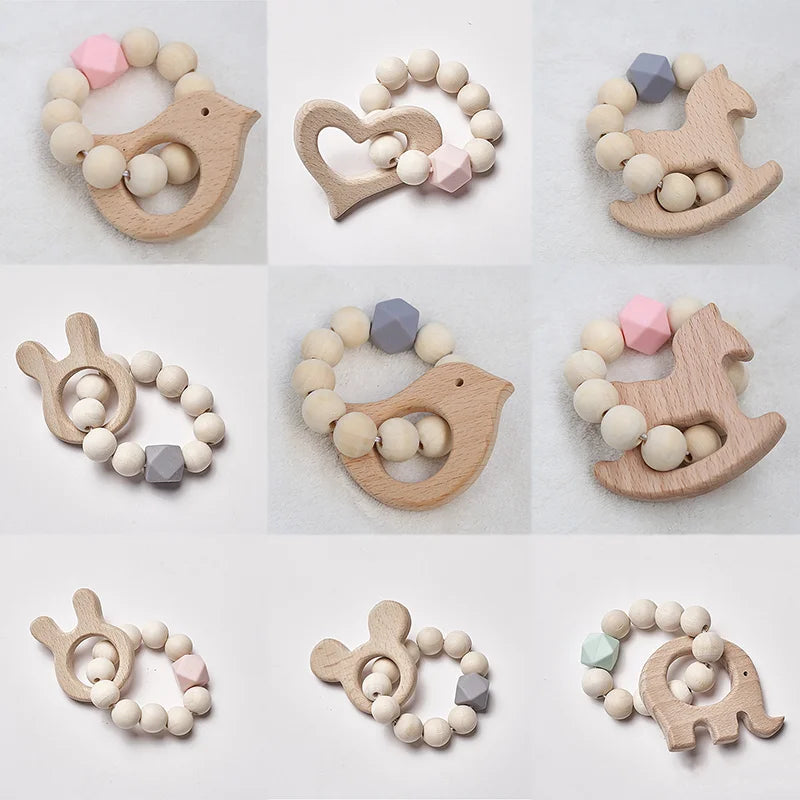 Wooden Beech Bear Baby Teether