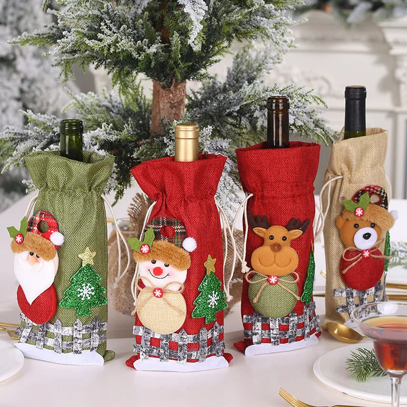 Christmas Wine Bottle Cover Snowman Decor