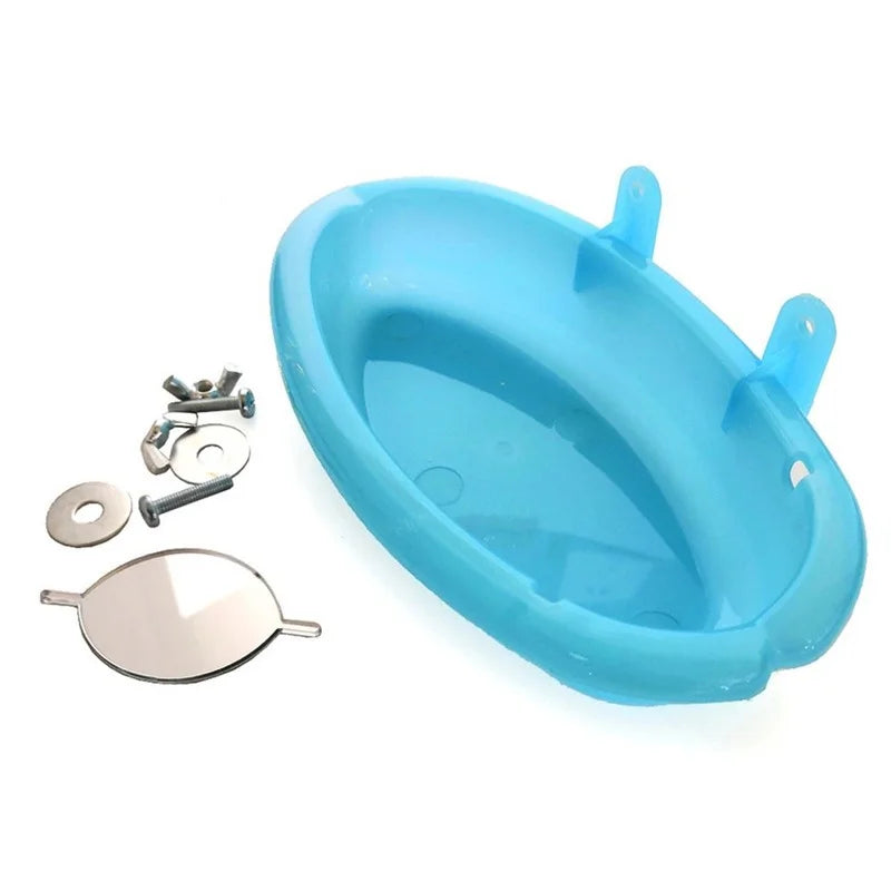 Pet Bird Bath Cage with Mirror - Blue