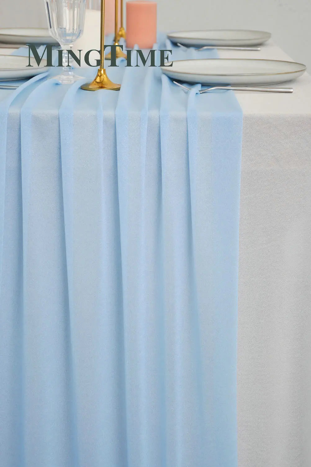 Blue Sheer Chiffon Table Runner