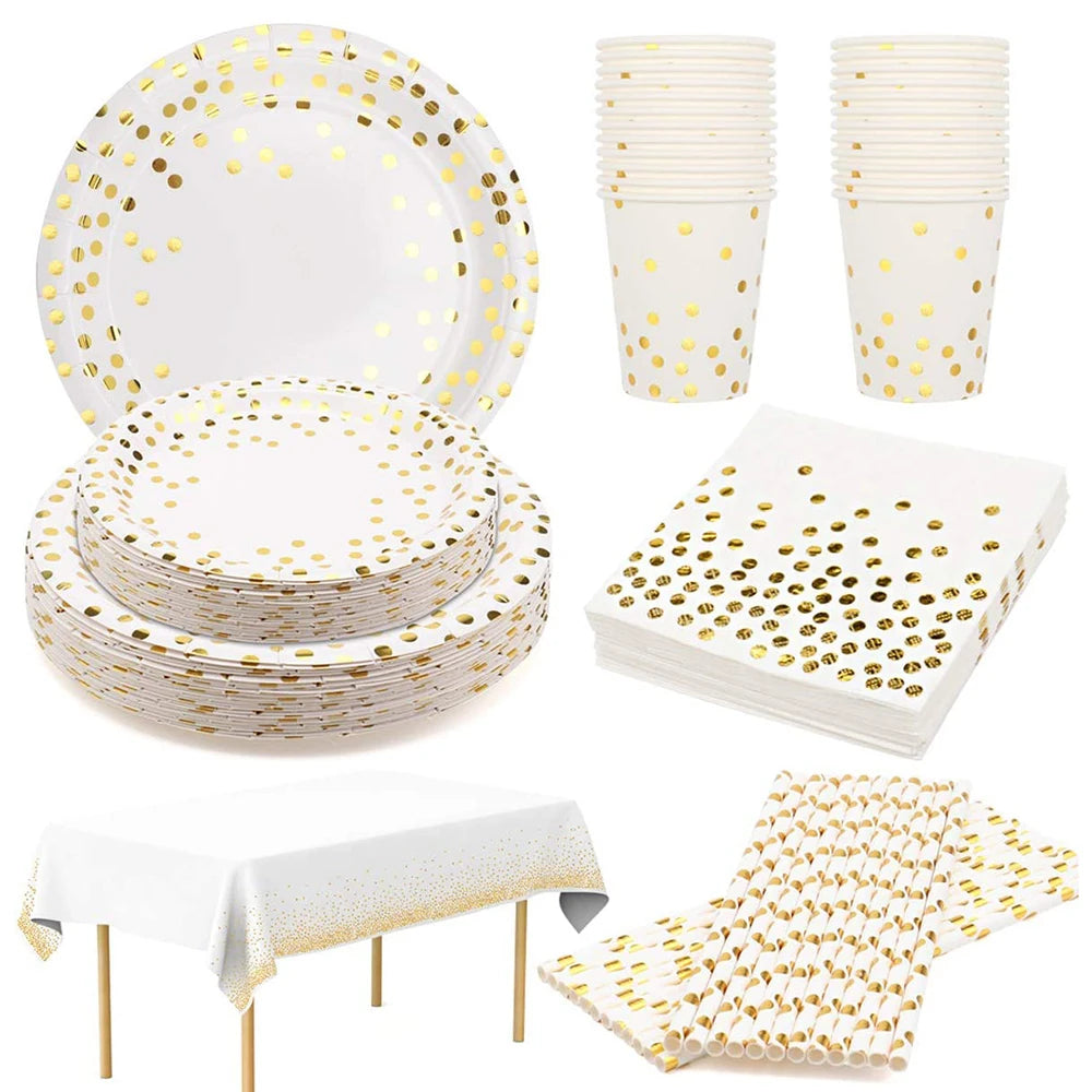 White Gold Party Dinnerware Set