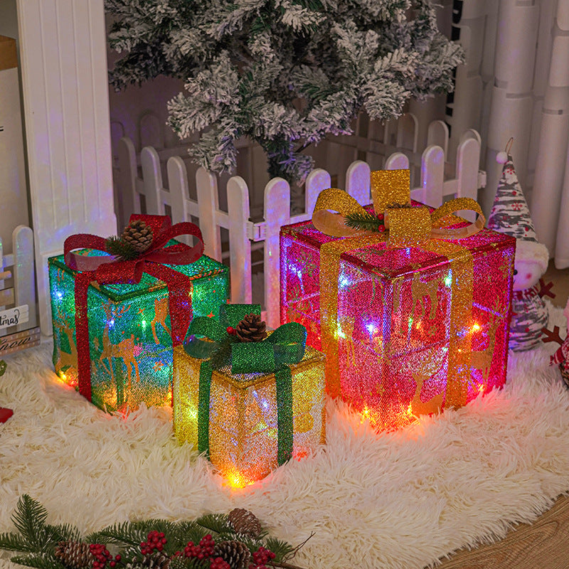 Lighted Outdoor Christmas Gift Boxes Set