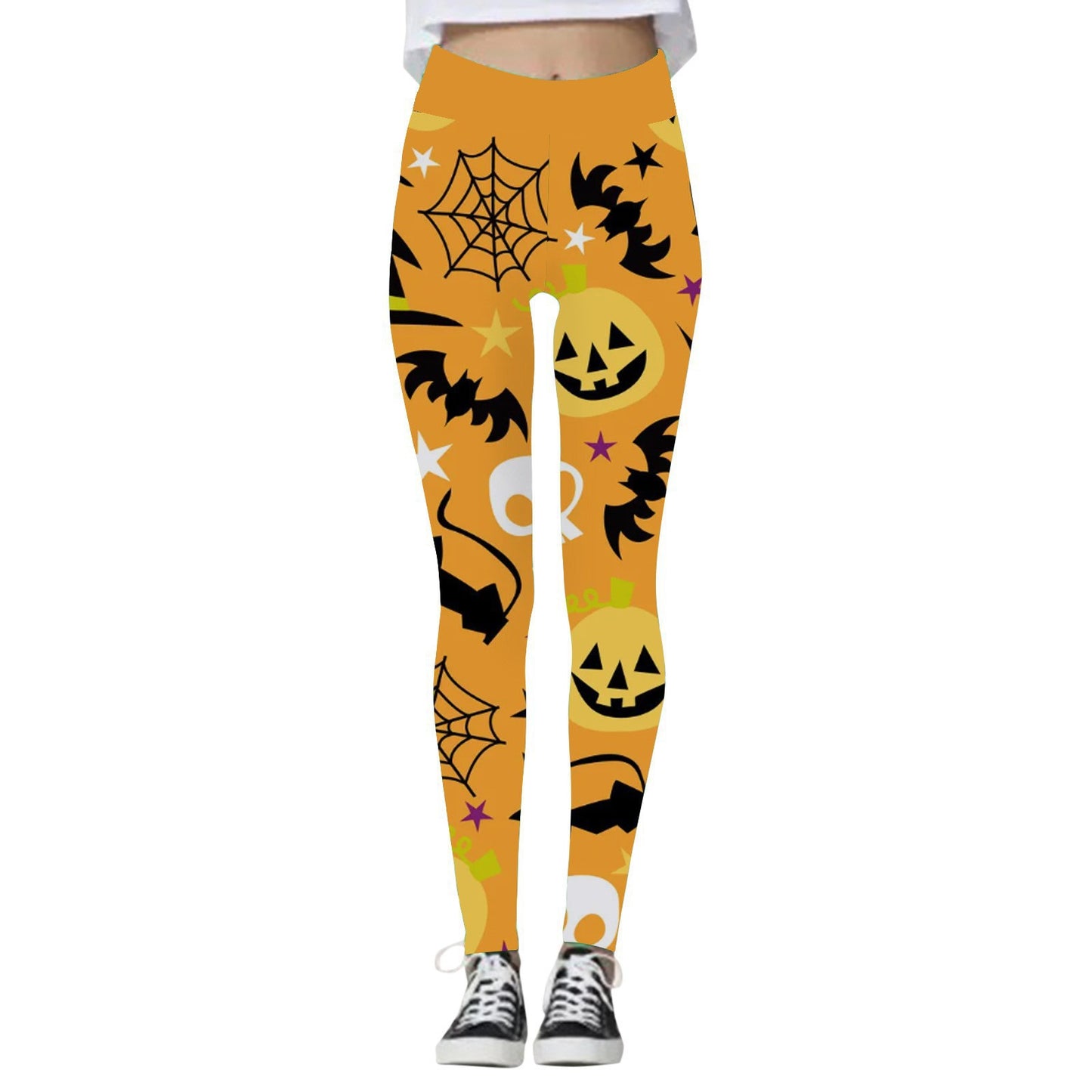 Halloween Women's Pumpkin Skull Yoga Pants