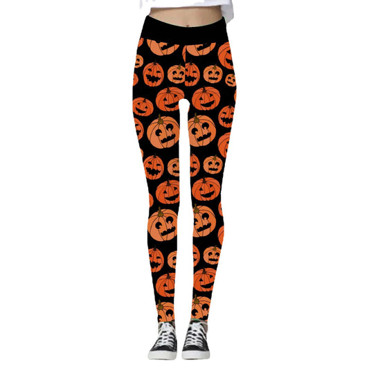 Halloween Women's Pumpkin Skull Yoga Pants