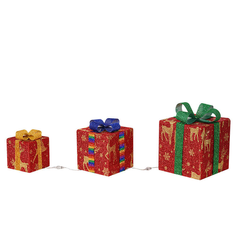 Lighted Outdoor Christmas Gift Boxes Set