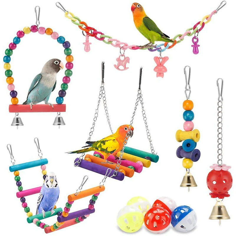 11pcs Parrot Bird Cage Toys