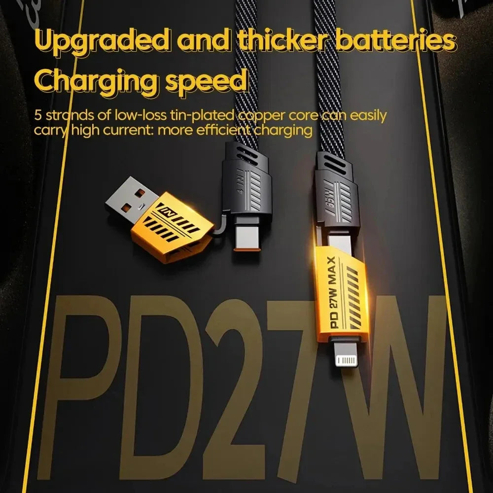 4-in-1 Fast Charging Cable PD 65W Type C & Lightning