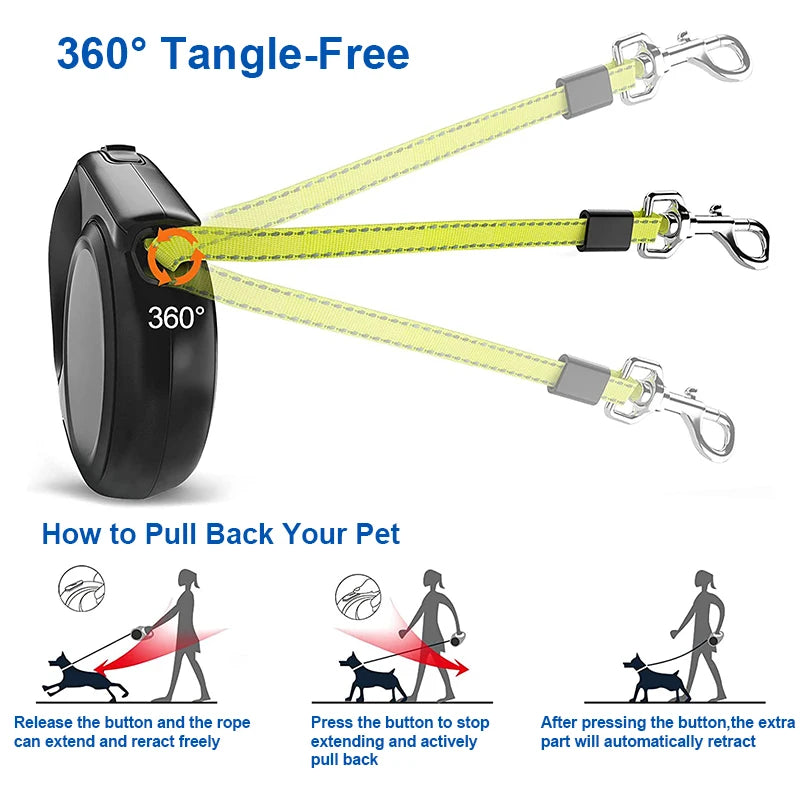 5m Retractable Dog Leash for 0-20kg Dogs