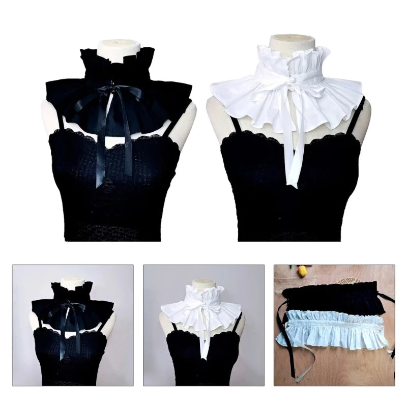 Victorian Elegant Ruffled Collar Blouse Decor