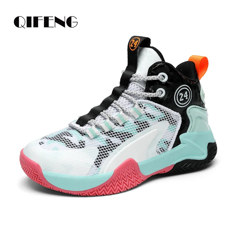 QIFENG Kids Mesh Basketball Sneakers