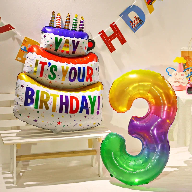 Large Birthday Cake Balloons Set