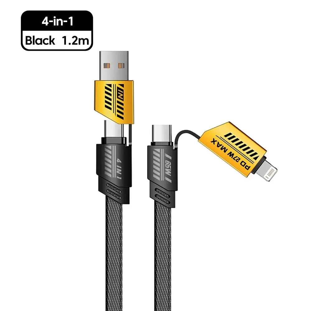 4-in-1 Fast Charging Cable PD 65W Type C & Lightning