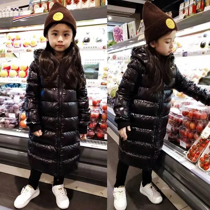 Fashion Winter Kids Down Jacket with Fox Raccoon Fur Collar