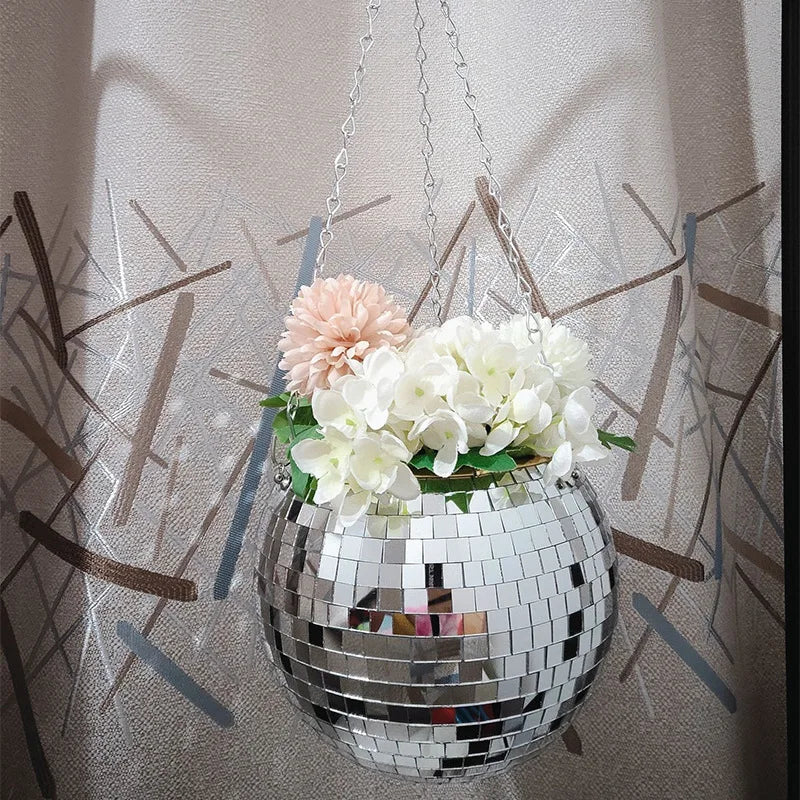 Disco Ball Hanging Planter - Retro Chic Garden Decor