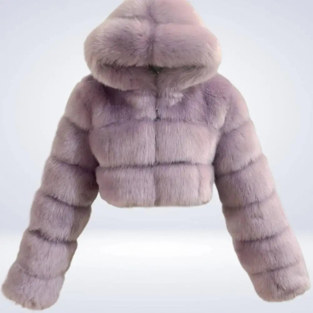 High Quality Faux Fox Fur Winter Coat - Women's Plush Hooded Jacket