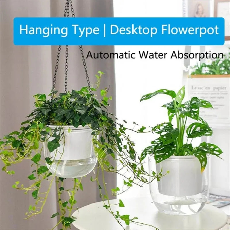 Self Watering Hanging Flowerpot with Metal Chain