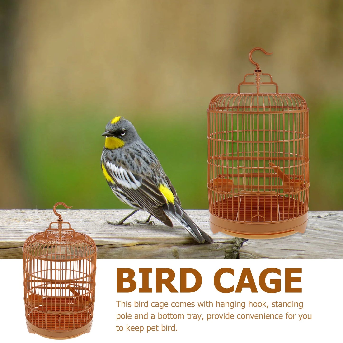 Plastic Bird Cage with Stand - Large Capacity