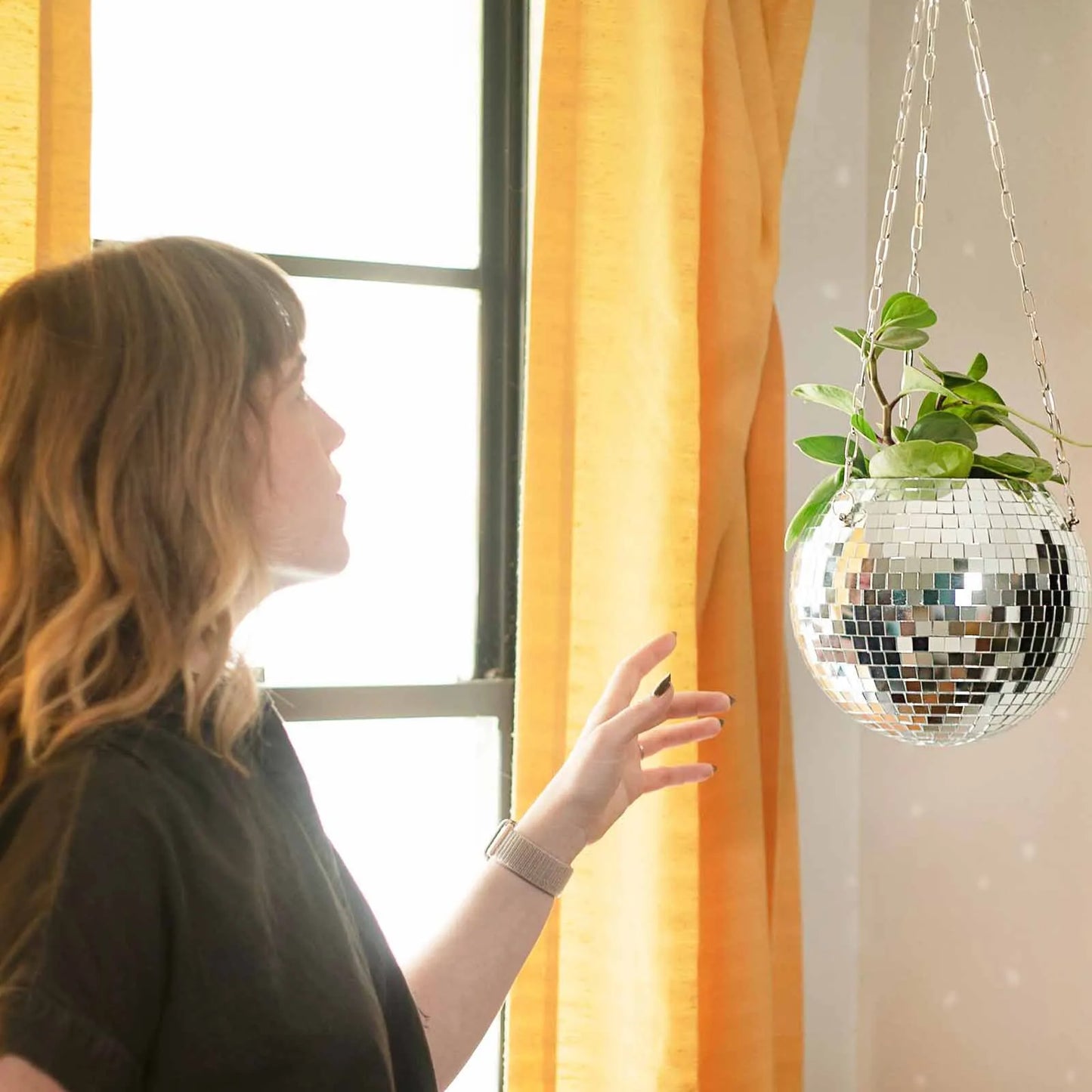 Disco Ball Hanging Planter - Retro Chic Garden Decor