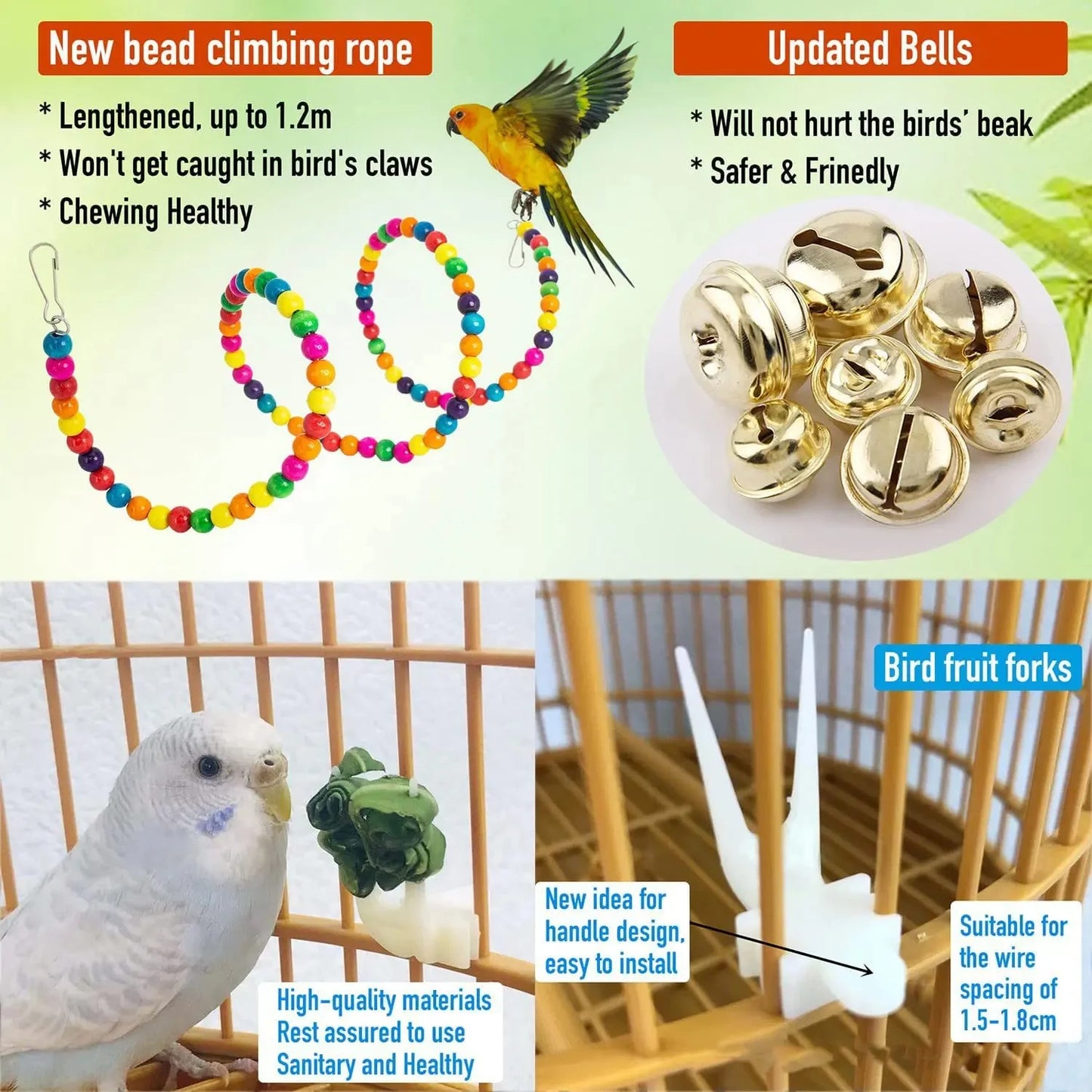 Reliable Parrot Bird Cage Toys Set