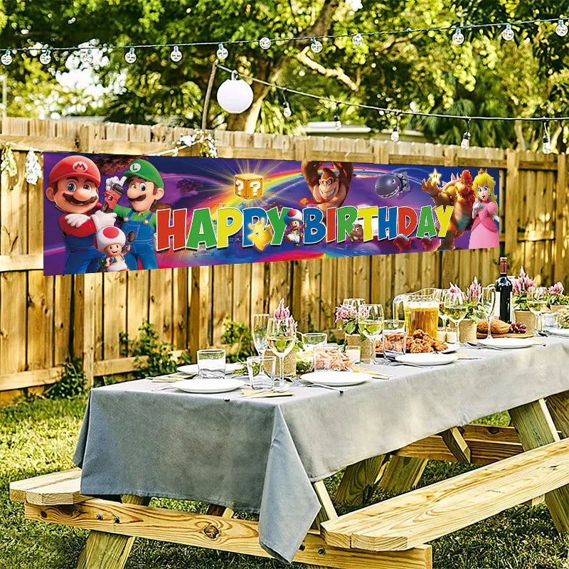 Super Mario Birthday Banner - Fun Party Decor