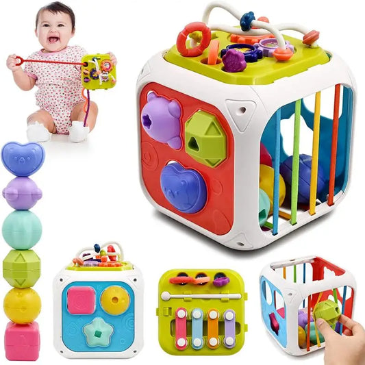 Montessori Sensory Cube - 7-in-1 Baby Activity Toy