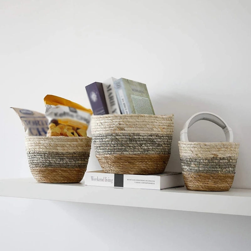 Hand Woven Plant Basket Set