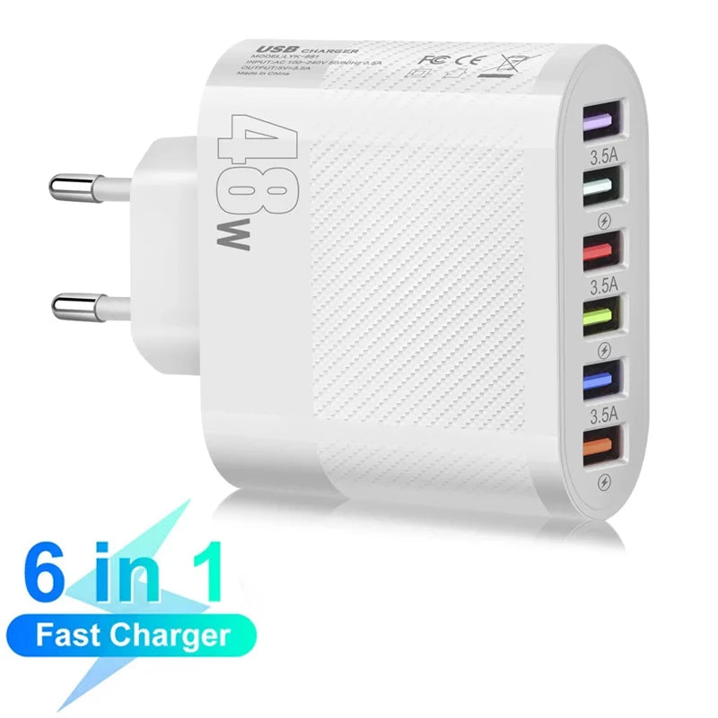 48W 6 USB Fast Charging Charger