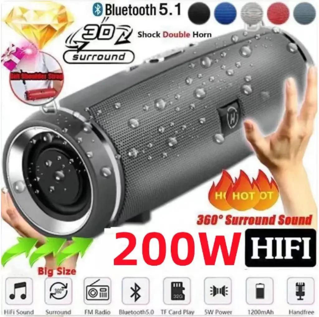 200W Portable Bluetooth Speaker