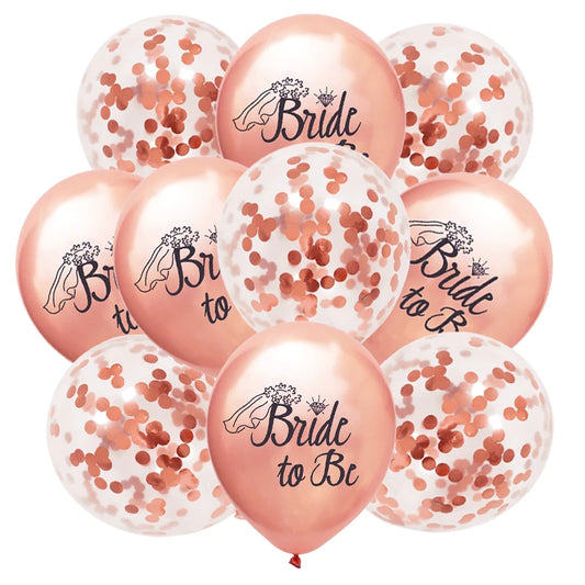 Rose Gold Team Bride Confetti Balloons