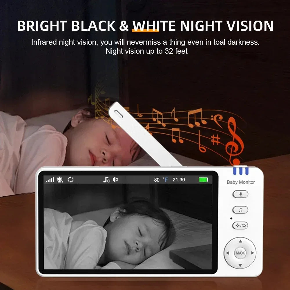 5 Inch IPS Baby Monitor with 2-Way Audio Night Vision