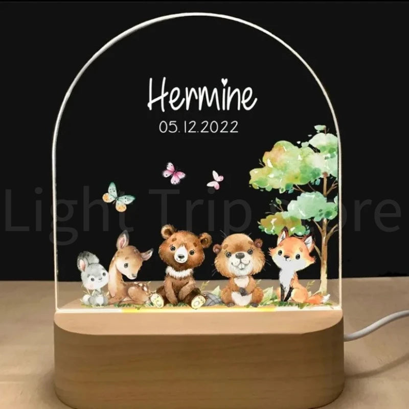 Personalized Baby Elephant Lion Night Light