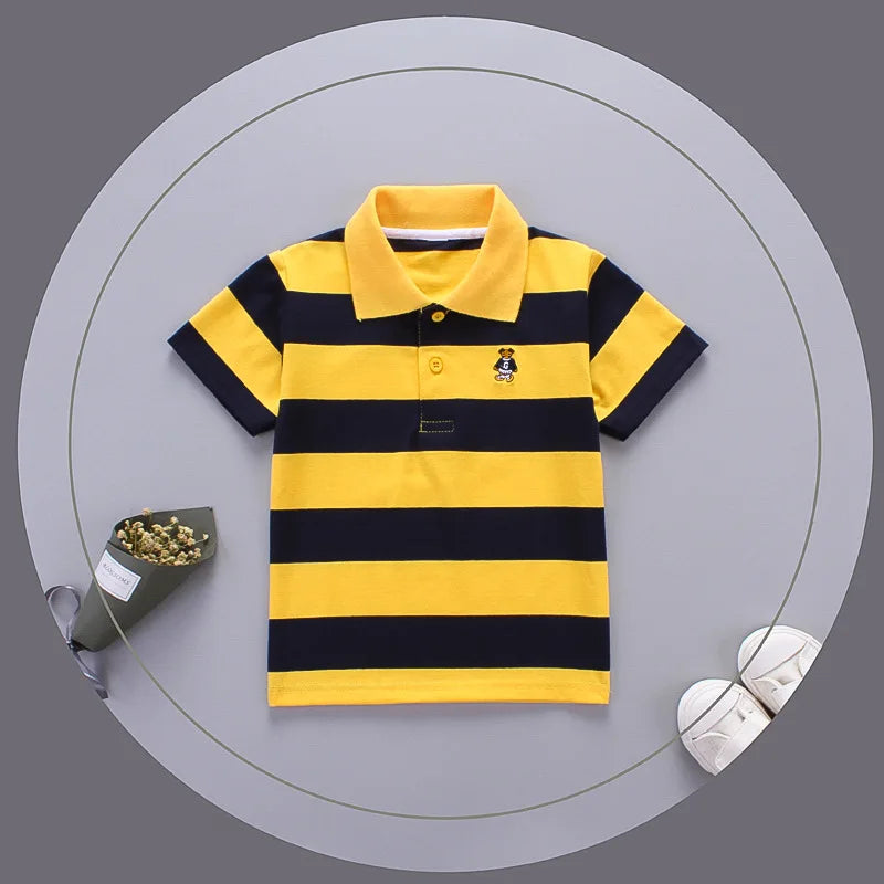 Jargazol Boys Color Stripes Polo Shirt