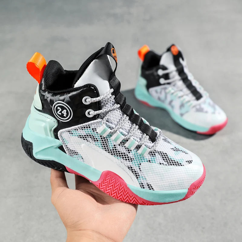 QIFENG Kids Mesh Basketball Sneakers