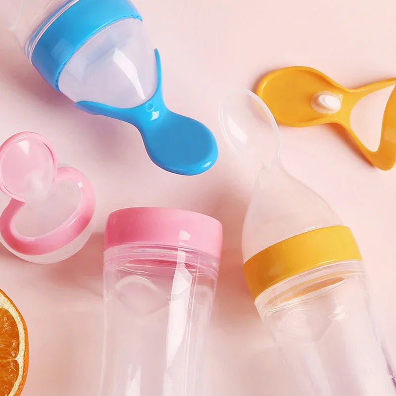 Baby Silicone Squeeze Feeding Spoon Bottle