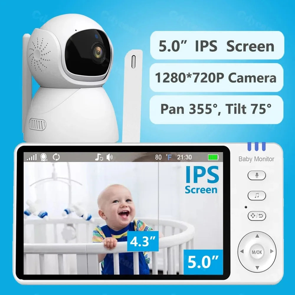 5 Inch IPS Baby Monitor with 2-Way Audio Night Vision