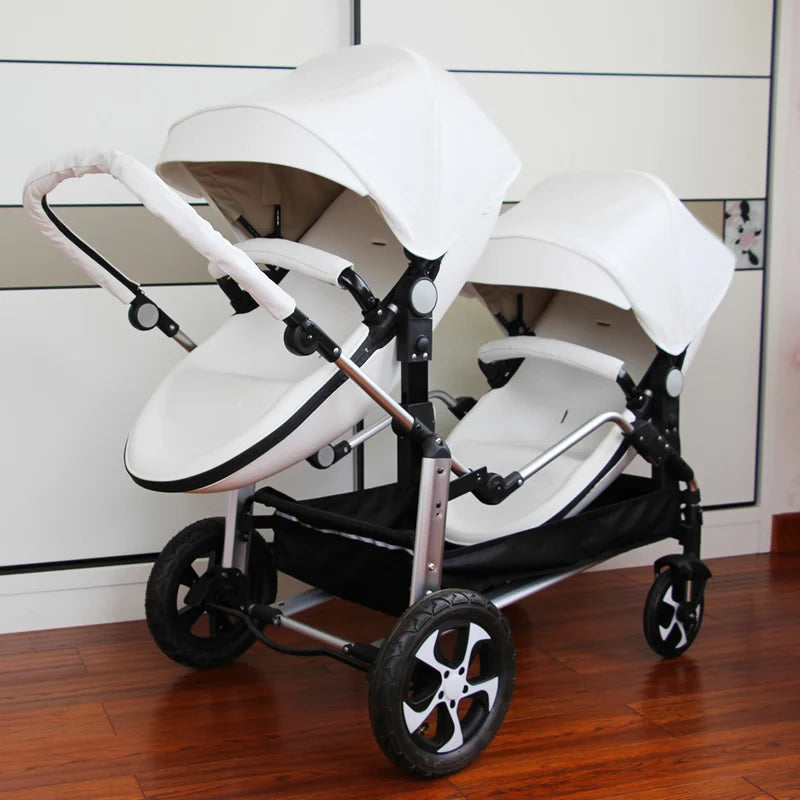 Luxury White Twin Baby Stroller