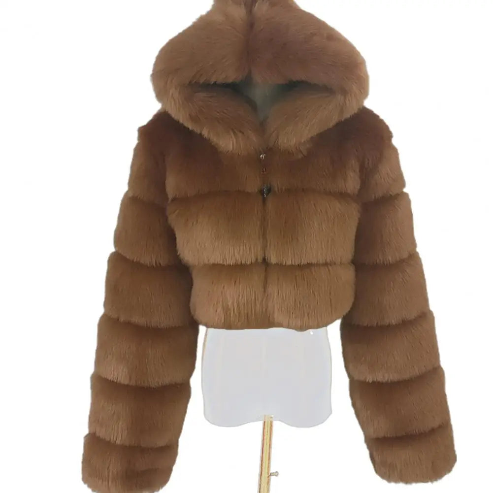 High Quality Faux Fox Fur Winter Coat - Women's Plush Hooded Jacket