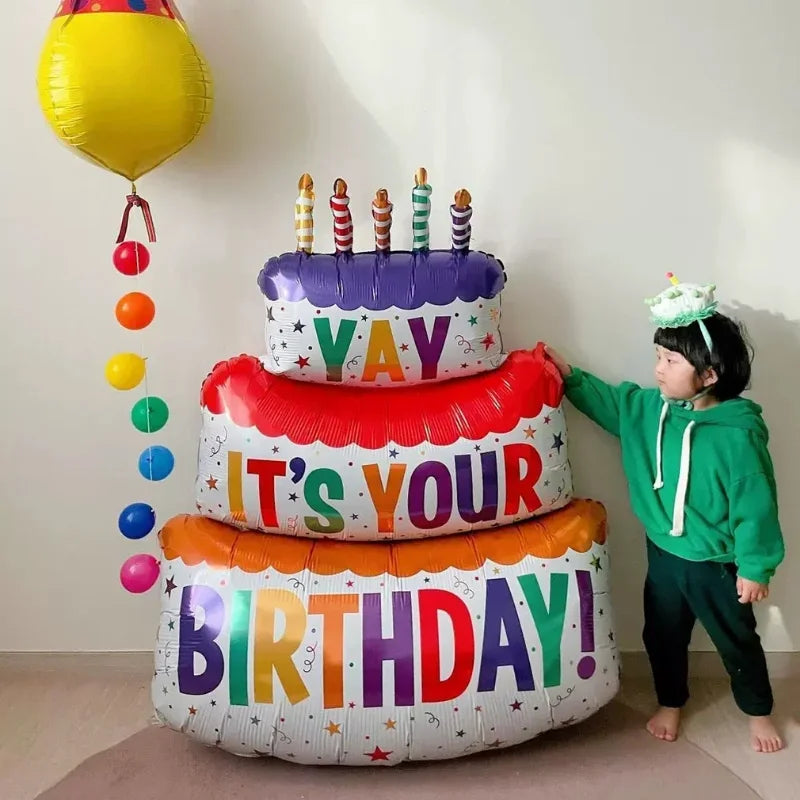 Large Birthday Cake Balloons Set