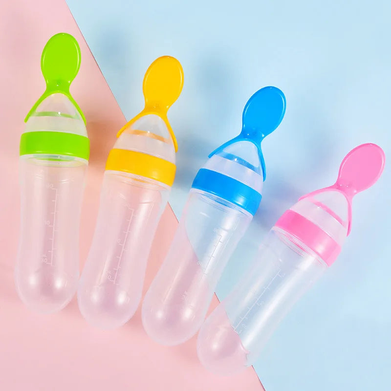 Baby Silicone Feeding Bottle & Training Spoon Set