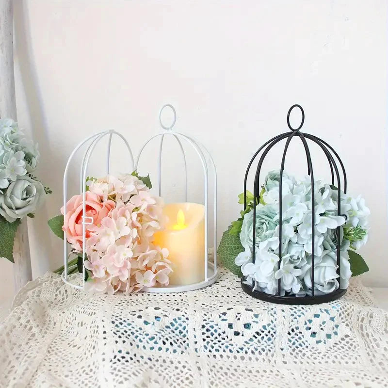 Elegant Metal Birdcage with Bird Hook Decoration