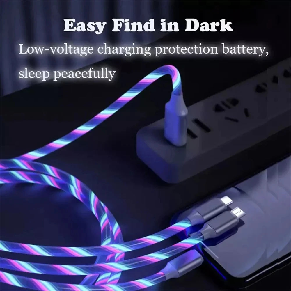 Glowing LED 3 IN 1 Fast Charger Cable