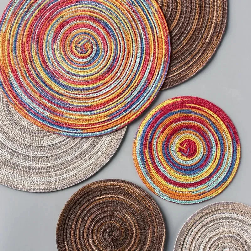 Round Woven Vinyl Placemats Set