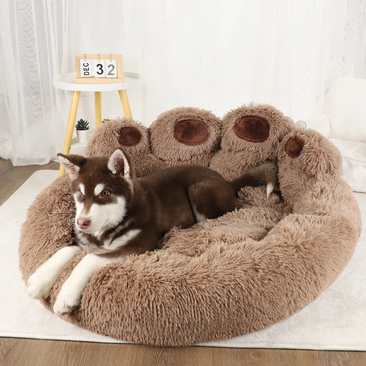 Plush Fluffy Dog Bed - Large Cushioned Kennel for Small & Large Pets