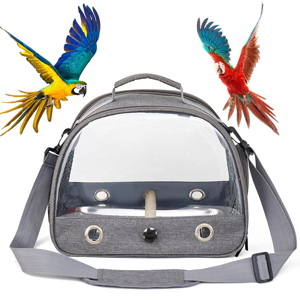 Portable Bird Travel Carrier with Removable Stand and Long Shoulder Strap