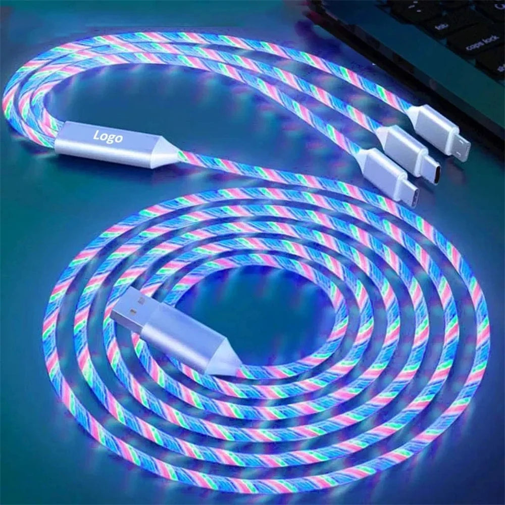 Glowing LED 3 IN 1 Fast Charger Cable