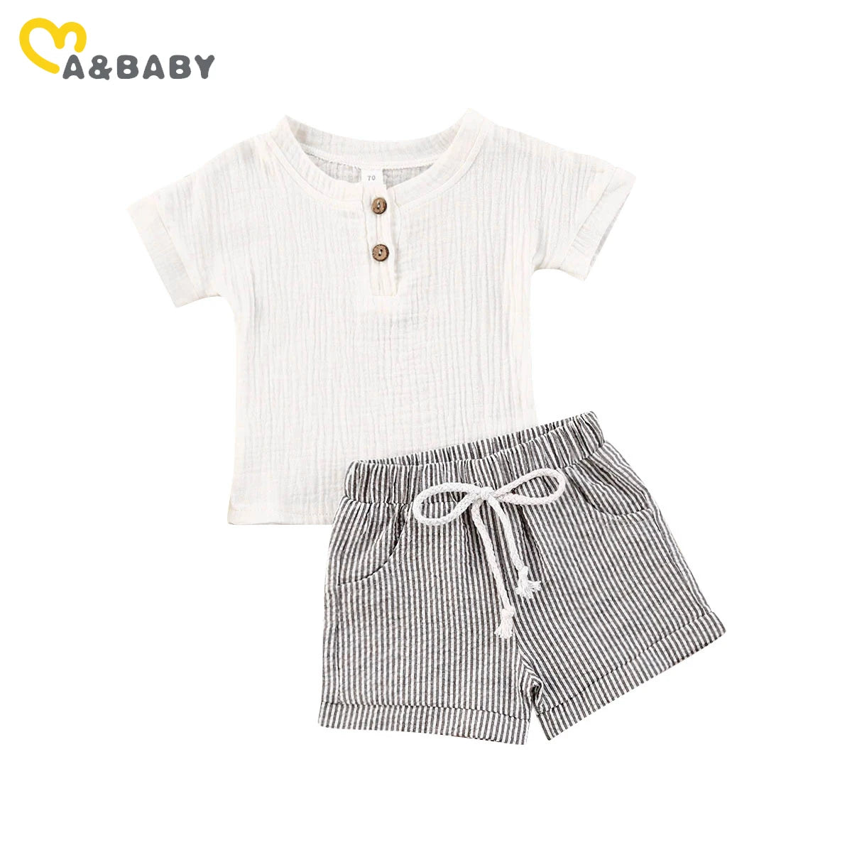 Ma&Baby 0-3Y Striped Top Shorts Set