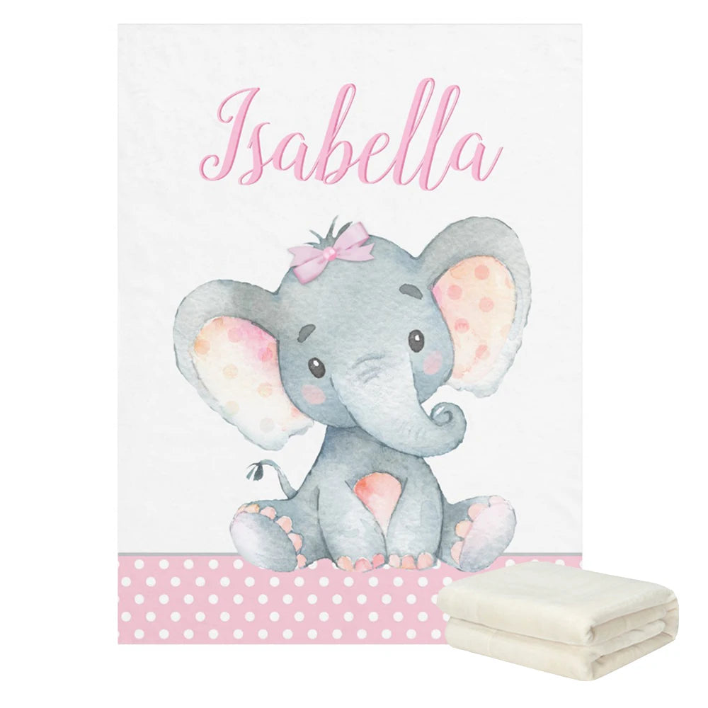 Custom Name Pink Elephant Crib Bedding Set